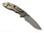 Rick Hinderer Knives Non Flipper XM-18 3.5" Recurve folding knife with thumb stud - shown open lock side.  Stonewashed MagnaCut stainless steel plain edge blade.  Red G-10 handle with stonewashed bronze lock side.  Model KXM35NFREC.
