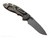 Rick Hinderer Knives Non Flipper XM-18 3.5" Recurve folding knife with thumb stud - shown open lock side.  Working Finish MagnaCut stainless steel plain edge blade.  Orange G-10 handle with Battle Bronze lock side.  Model KXM35NFREC.
