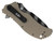 Zero Tolerance 0350OLTS20 assisted opening folding knife with flipper tab and thumb studs - closed - pocket clip side.  Tiger striped coated MagnaCut stainless steel plain edge blade.  FDE aluminum handle with 20 Year Anniversary inlay.  Model 0350FDETS20.