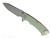 Rick Hinderer Knives Project X Sheepsfoot folding knife with flipper tab - shown open presentation side.  Stonewash MagnaCut stainless steel plain edge blade.  Translucent Green G-10 handle with stonewash bronze lock side.  Model KPXSHF.