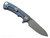 Rick Hinderer Knives Project X Sheepsfoot folding knife with flipper tab - shown open lock side.  Working Finish MagnaCut stainless steel plain edge blade.  Black G-10 handle with Battle Blue lock side.  Model KPXSHF.