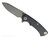 Rick Hinderer Knives Project X Sheepsfoot folding knife with flipper tab - shown open presentation side.  Working Finish MagnaCut stainless steel plain edge blade.  Black G-10 handle with Battle Blue lock side.  Model KPXSHF.