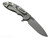 Rick Hinderer Knives XM-18 3.5" Slicer Hollow Grind folding knife with thumb stud and flipper tab - shown open lock side.  Working Finish MagnaCut stainless steel plain edge blade.  Translucent Green G-10 handle with Working Finish lock side.  Model KXM35SLHO.