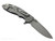 Rick Hinderer Knives XM-18 3.5" Spear Point folding knife with thumb stud and flipper tab - shown open lock side.  Stonewash MagnaCut stainless steel plain edge blade.   Blue - black G-10 handle with Working Finish lock side.  Model KXM35SPE.