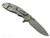 Rick Hinderer Knives XM-18 3.5" Spear Point folding knife with thumb stud and flipper tab - shown open lock side.  Stonewash MagnaCut stainless steel plain edge blade.  OD green G-10 handle with stonewash lock side.  Model KXM35SPE.