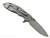 Rick Hinderer Knives XM-18 3.5" Spear Point folding knife with thumb stud and flipper tab - shown open lock side.  Stonewash MagnaCut stainless steel plain edge blade.  Translucent Green G-10 handle with stonewash lock side.  Model KXM35SPE.