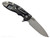 Rick Hinderer Knives XM-18 3.5" Spear Point folding knife with thumb stud and flipper tab - shown open lock side.  Stonewash MagnaCut stainless steel plain edge blade.  Blue - black G-10 handle with stonewash black DLC lock side.  Model KXM35SPEDLC.