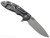 Rick Hinderer Knives XM-18 3.5" Spear Point folding knife with thumb stud and flipper tab - shown open lock side.  Working Finish MagnaCut stainless steel plain edge blade.  Blue - black G-10 handle with Battle Black lock side.  Model KXM35SPEDLC.