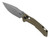 Zero Tolerance 0203GRM390 Factory Special Series folding knife with thumb stud - shown open presentation side.  Working Finish M390 steel plain edge blade.  Olive Drab Micarta handle.  Model 0203GRM390.