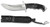Spyderco Warrior fixed blade knife - shown out of sheath reverse and in sheath obverse.  Satin H-1 stainless steel serrated edge blade.  Black FRN handle.  Model FB25PSBK.
For reference only.