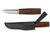 Spyderco Puukko fixed blade knife - shown out of sheath reverse and in sheath reverse.  Satin S30V stainless steel plain edge blade.  Wood handle.  Model FB28WDP.
For reference only.