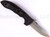 Emerson Knives Horseman SF folding knife with thumb disk and Emerson Wave opener - shown open pocket clip side.  Satin 154CM stainless steel plain edge blade.  Black G-10 handle.  Model HRSM-SF.
