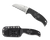 Spyderco Enuff Sheepsfoot fixed blade knife - shown out of sheath reverse and in sheath reverse.  Satin VG-10 stainless steel serrated edge blade.  Black FRN handle.  Model FB31SBK.
For reference only.
