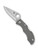 Spyderco Ladybug 3 folding knife with thumb hole - shown open obverse.  Satin VG-10 stainless steel plain edge blade.  Foliage Green FRN handle.  Model LFGP3.