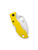 Spyderco Ladybug 3 Hawkbill Salt folding knife with thumb hole - shown closed reverse.  Satin H-2 stainless steel serrated edge blade.  Yellow FRN handle.  Model LYLS3HB.