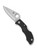 Spyderco Ladybug 3 folding knife with thumb hole - shown open obverse.  Satin VG-10 stainless steel plain edge blade.  Black FRN handle.  Model LBKP3.