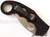 Emerson Knives Super Karambit SF folding knife with thumb hole and Emerson Wave opener - shown closed pocket clip side.  Satin 154CM stainless steel plain edge blade.  Black G-10 handle.  Model S-KAR-SF.