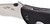 Emerson Knives Super Commander SF folding knife with thumb disk and Emerson Wave opener - shown open close up of Emerson Wave opener.  Satin 154CM stainless steel plain edge blade.  Black G-10 handle.  Model S-COMM-SF.
