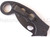Emerson Knives Super Karambit BT folding knife with thumb hole and Emerson Wave opener - shown closed pocket clip side.  Black 154CM stainless steel plain edge blade.  Black G-10 handle.  Model S-KAR-BT.
