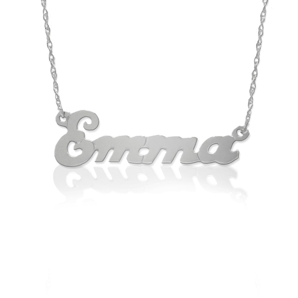 Custom Gold Solid Cursive Nameplate Pendant with Rope Chain