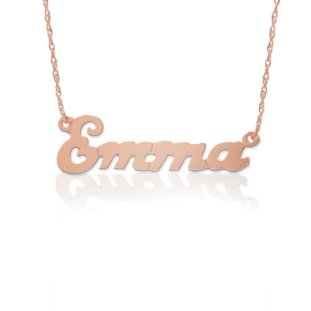 Gold Small Script Nameplate Necklace 