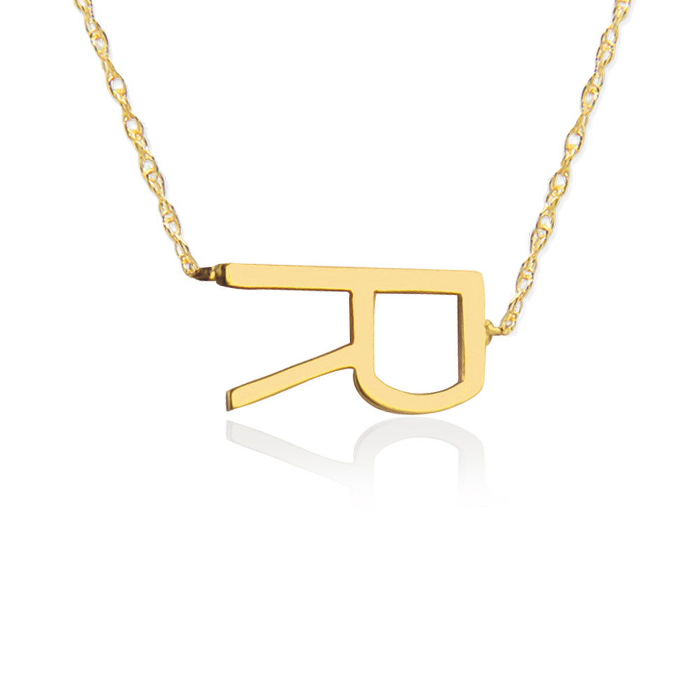 14K Gold Vermeil Name Necklace Sideways Initial Necklace – YanYa