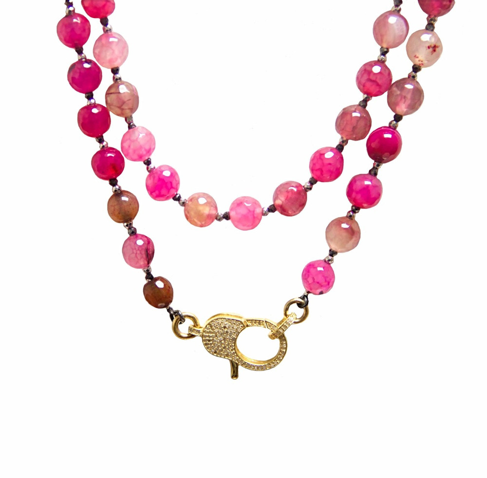 Wear It 3 Ways 36" Romantic Agate & Pavé Diamond Lock Necklace