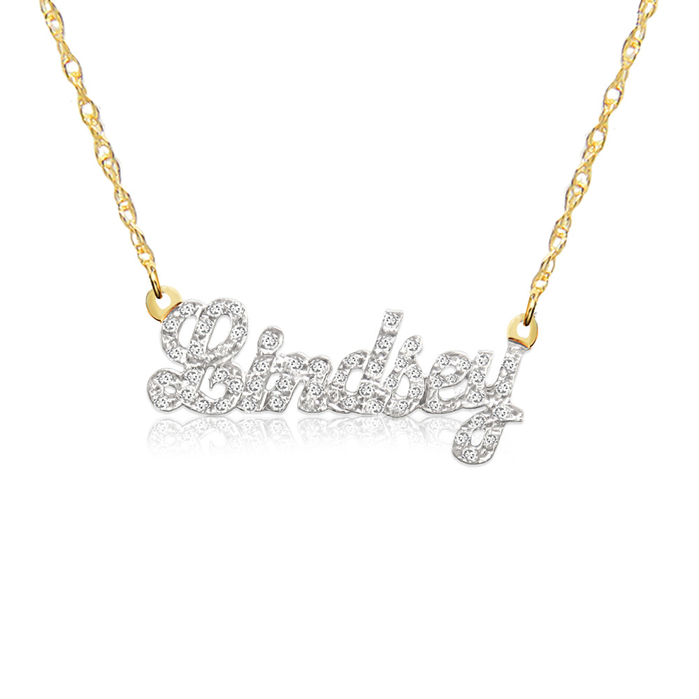 gold and diamond nameplate