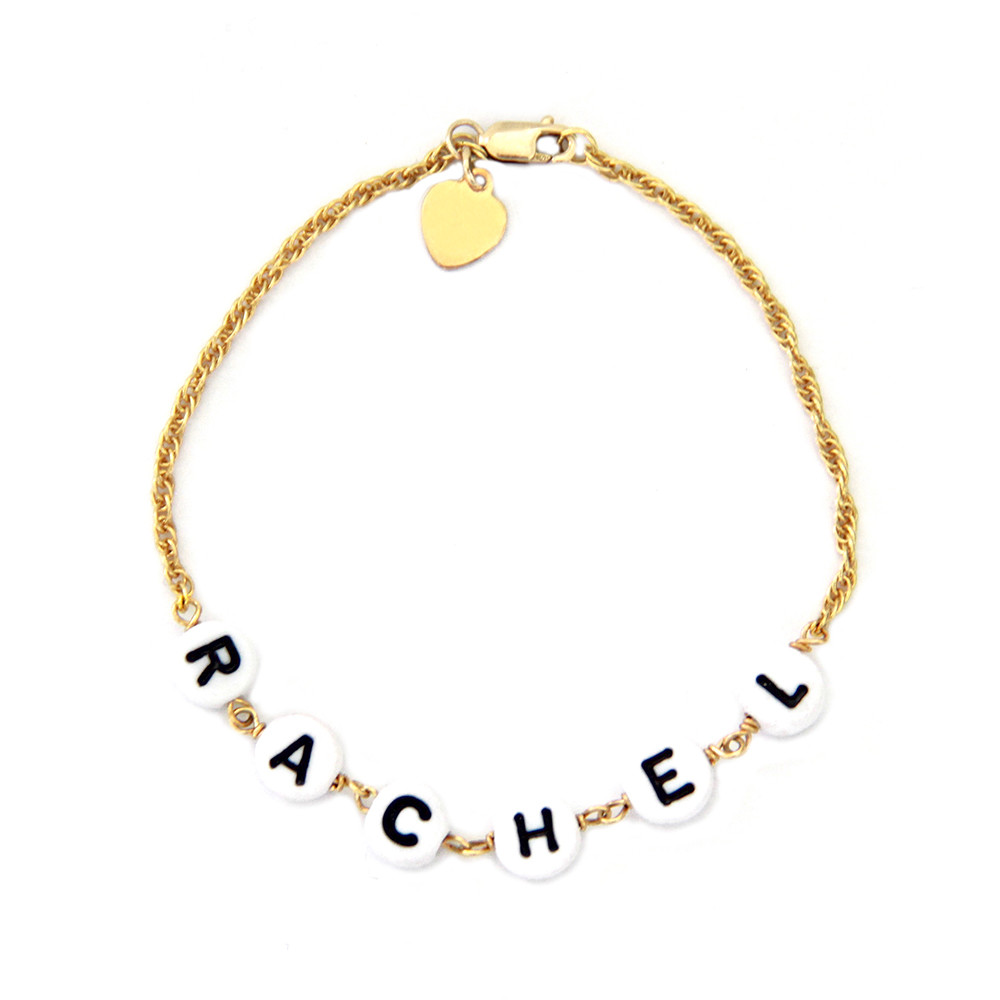 Jane Basch Charm Bracelet with Script Monogram - Gold - Flag Lady Gifts