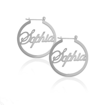 JBD336 Script Name Hoop Earrings