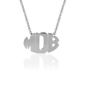 Delicate 3 Initial Oval Block Monogram