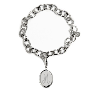 Sterling Silver Oval Initial Locket Bracelet