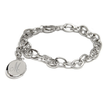 Sterling Silver Oval Initial Locket Bracelet