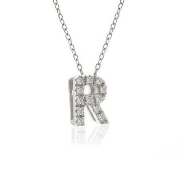 Single Initial Micro Pave Diamond Necklace