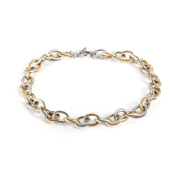 Twisted heavy cable stainless steel two-tone necklace