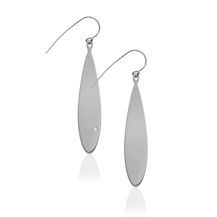 JBD355 Long Oval Earrings with Diamond Accent