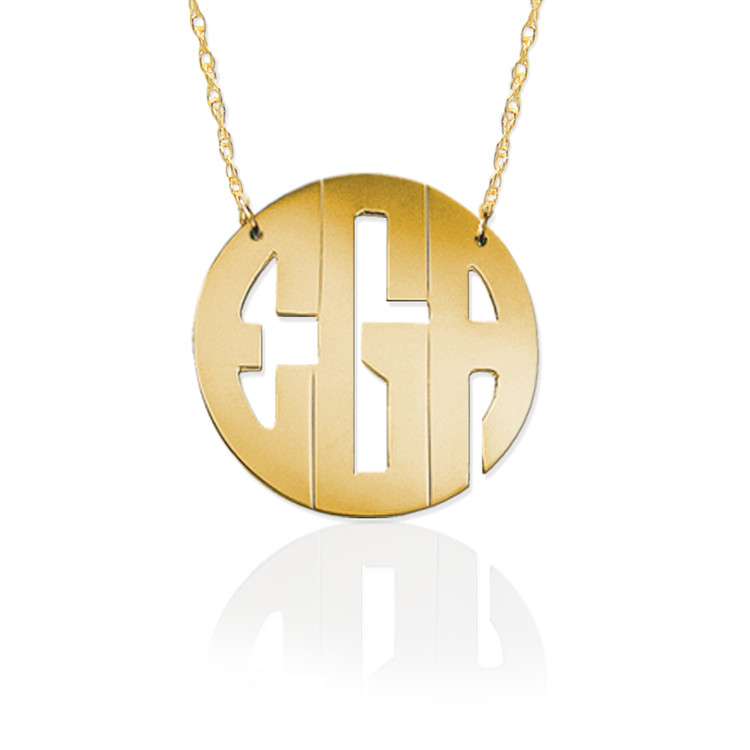Gold Block Monogram Necklace