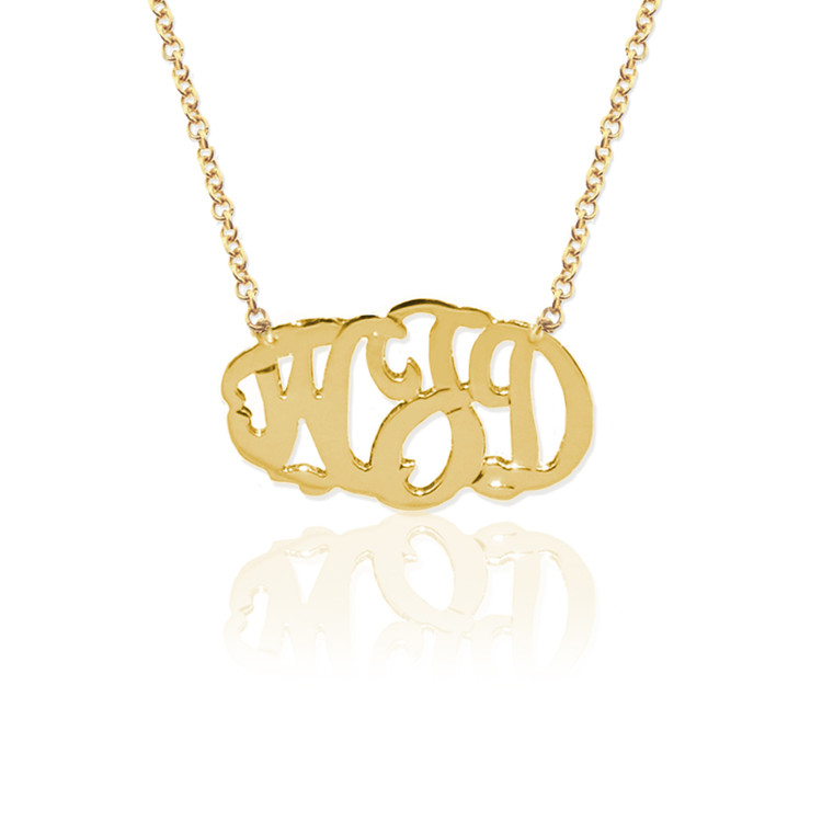 Script Monogram Necklace (3 Initials)