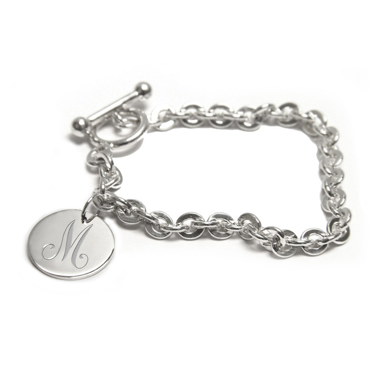 Sterling Silver Initial Disc Locket Bracelet