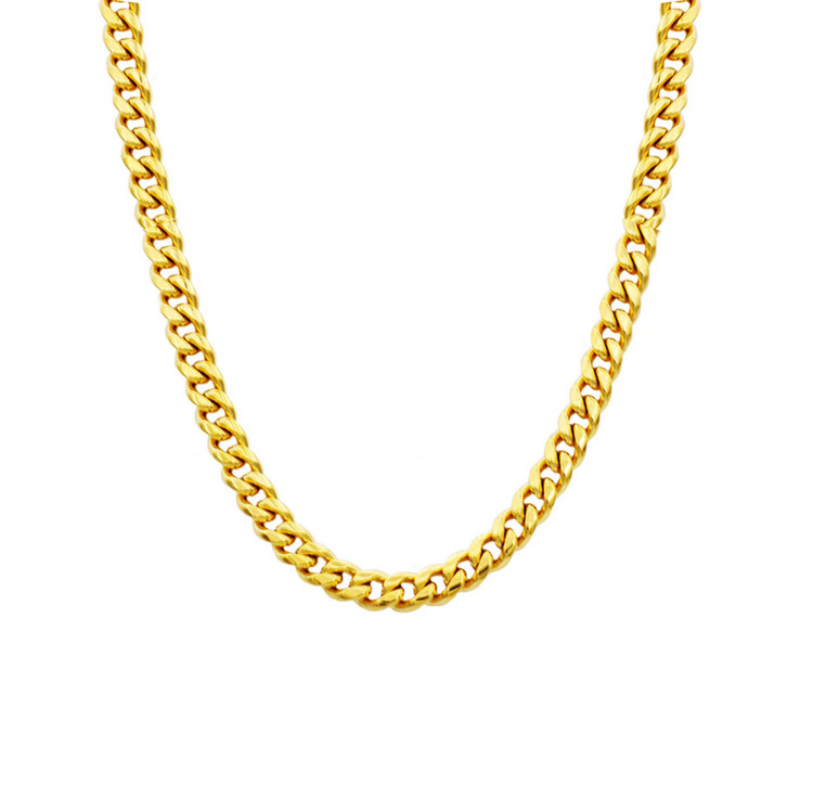 Gold Stainless Steel Cuban Link Chain Necklace With Box Clasp