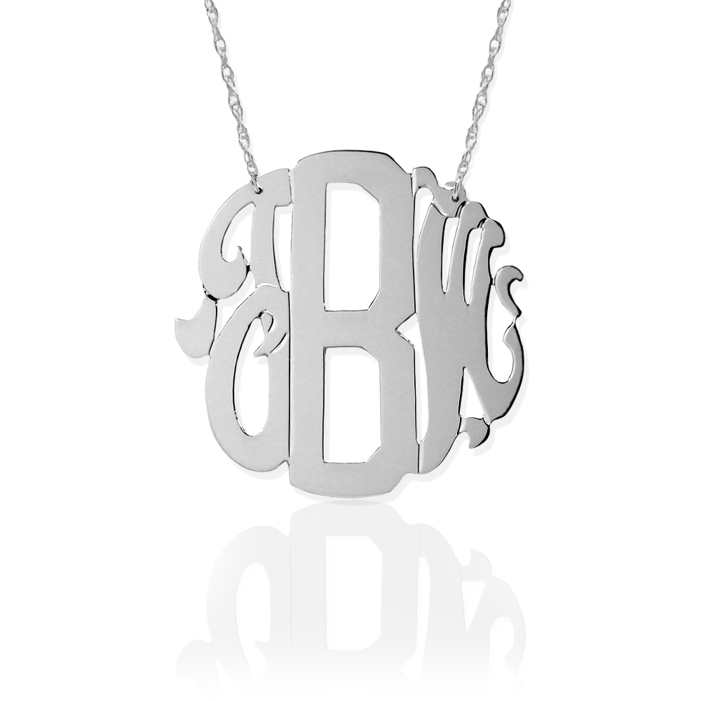 Block \u0026 Script Monogram Necklace - Jane 
