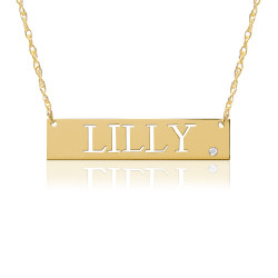 Gold JBD290 ID Nameplate Necklace