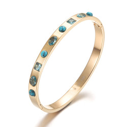 Bangle Bracelet with Turquoise CZ and Stones