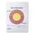 Photochromic UVC measurment card, color change from yellow to orange and pink, general purpose, indicates at 50 and 100 millijoules. Unbranded.