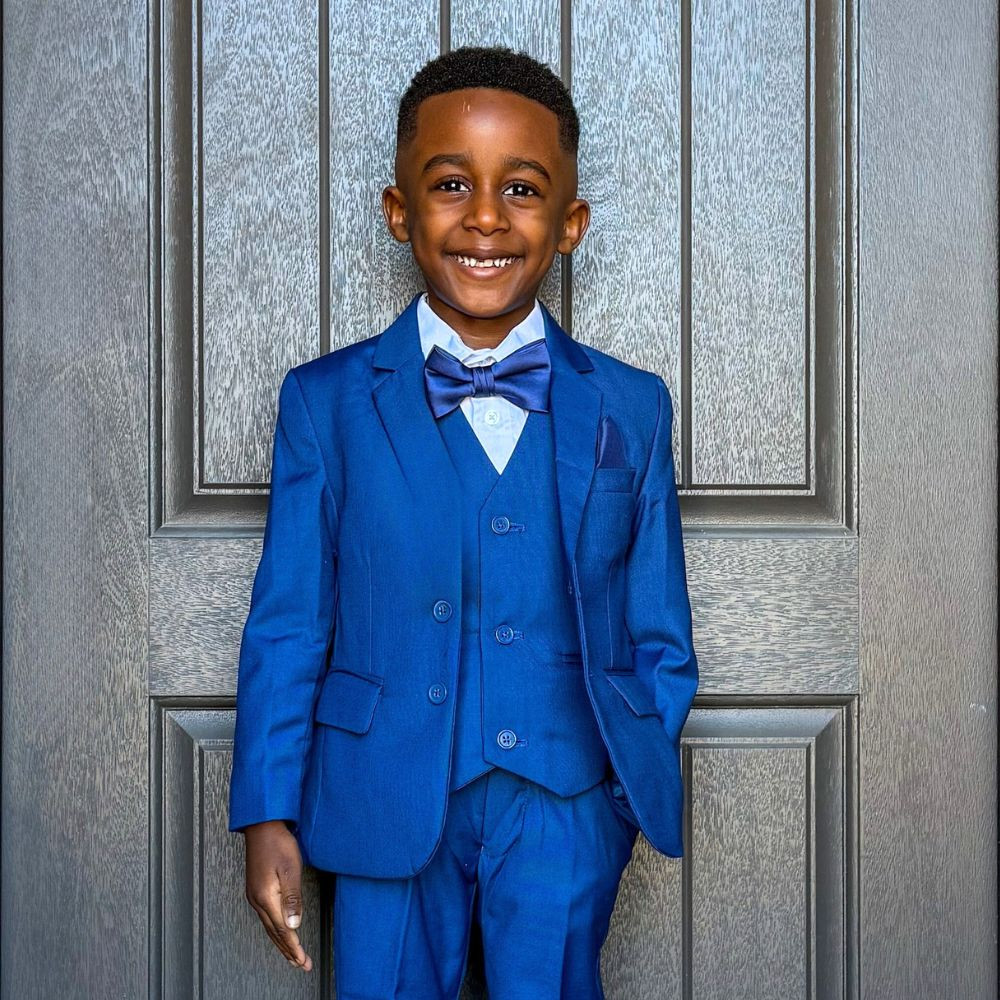 Boy Slim Fit 7-piece Suit, Royal Blue
