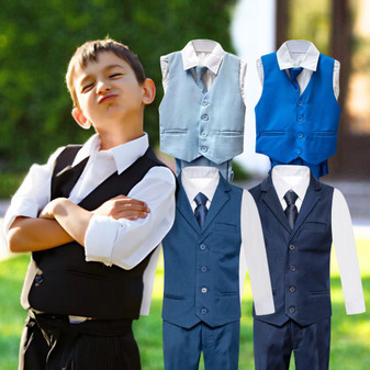 Vest Slim Fit Set, Black Blue