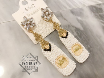Beaded Champagne Bottle Earrings