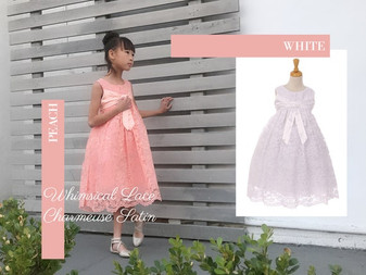 Lace Empire Waist Dress, Blush Peach, White
