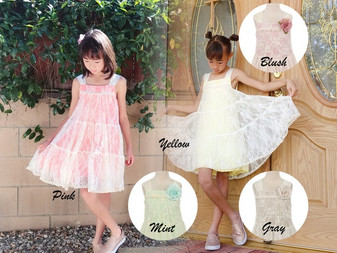 Floral Lace Pom Pom Trim Dress, 5 Colors
