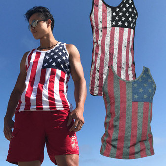 America USA Flag Cotton Slim Tank Top